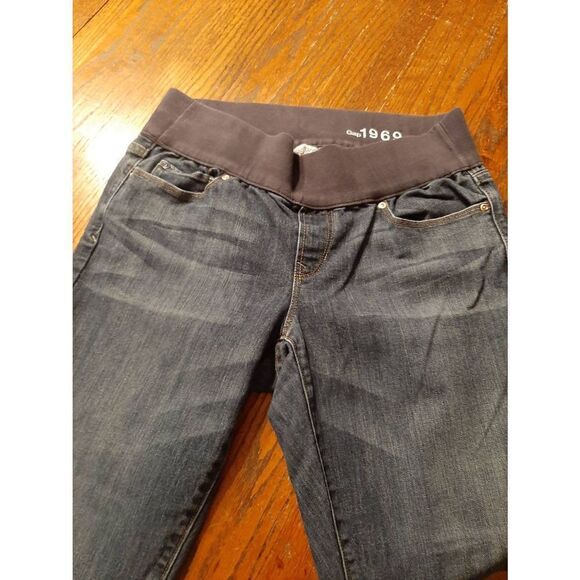 Size 10 Maternity Gap 1969 Sexy Boot Denim Blue Jeans w Pockets - Picture 2 of 5
